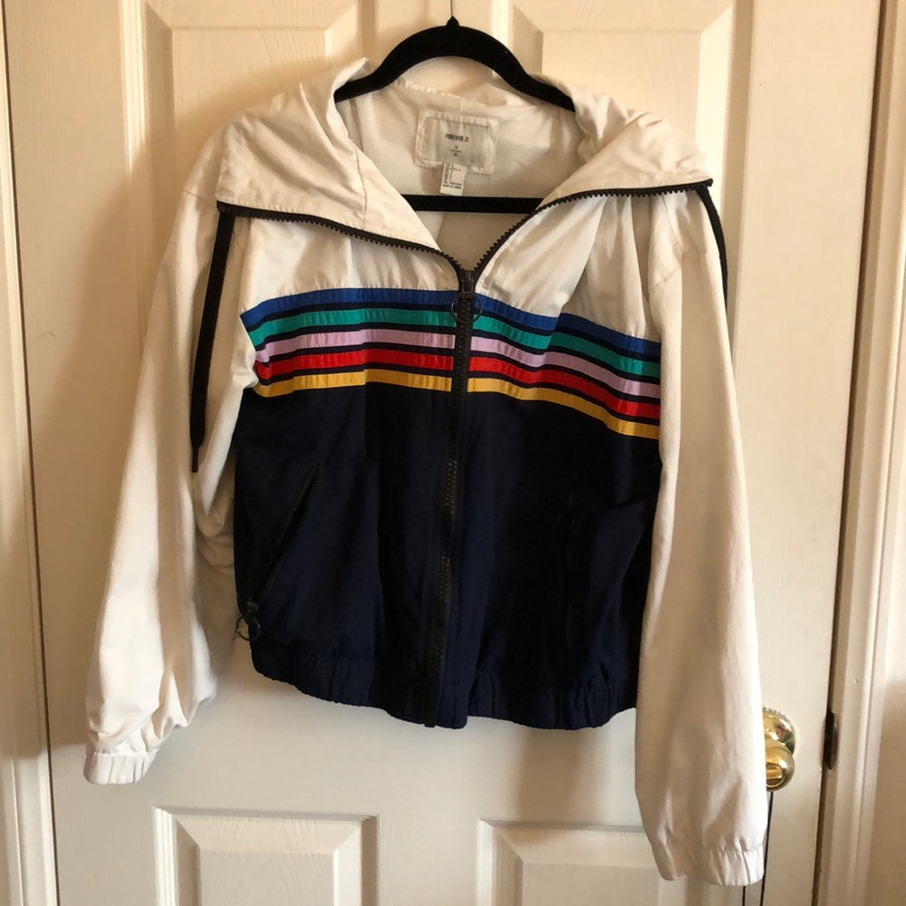 Forever 21 Rainbow Track Jacket L